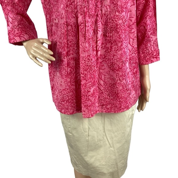 Christopher & Banks Pink Floral Cotton Popover Shirt Size M - Picture 3 of 7